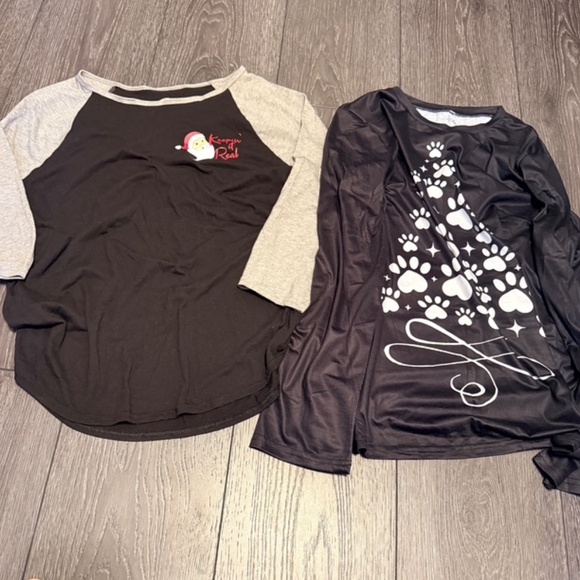 Christmas paw print & Santa shirts - Picture 1 of 3